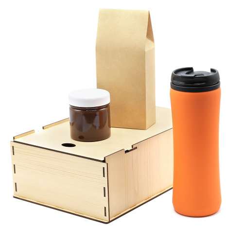 Подарочный набор Ирвин, оранжевый (черный чай, мёд натуральный с клюквой)