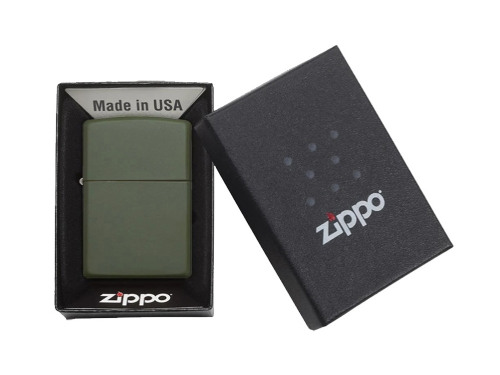 Зажигалка ZIPPO Classic с покрытием Green Matte, латунь/сталь, зелёная, матовая, 38x13x57 мм