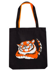 Холщовая сумка PORTO с карманом "Тигр", чёрно-оранжевая